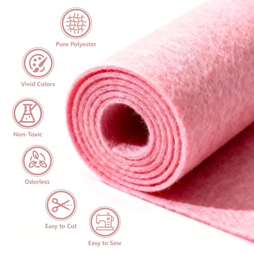 Pink Stiff Felt Sheet 36'' X 36'', 1mm Large Felt Fabric Sheet for Crafts - color: Pink