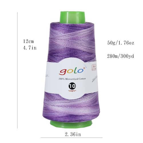 golo Crochet Thread Size10 1.76oz 310yd,Yarn for Hand Knitting Space-Dyed Yarn D03 - color: LD03-Blue