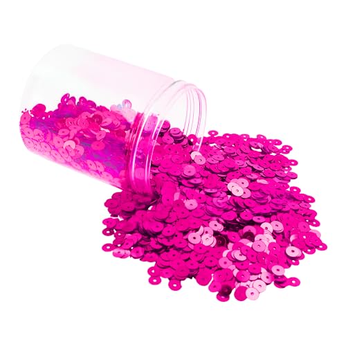 Mandala Crafts 6mm Flat Round Hot Pink Sequins for Sewing Embroidery - color: Hot Pink, size: 6mm Flat Sequins