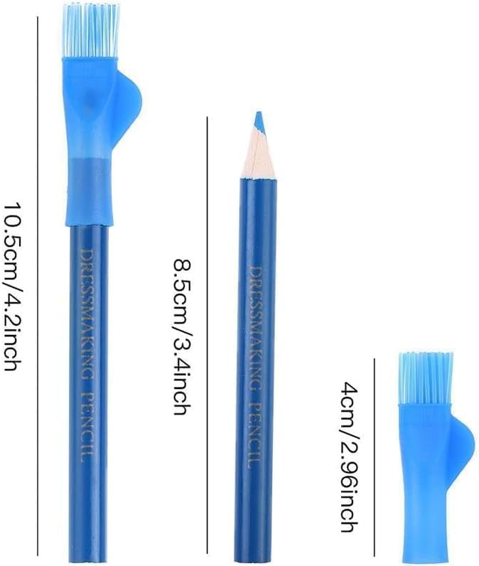 3Pcs Blue White Red Sewing Fabric Pencils,Tailor 's Mark Chalks Fabric Chalk Pens,Fabric Marking Pencil with Cover Brush Dressmaker Tracing Tools,Sewing Marking and Tracing Tools,Sewing Tools