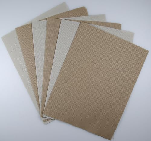 KCS 4/6 pc of 12" x 18" 30cmx45cm 16CT Counted Cotton Aida Cloth Cross Stitch Fabric (Pearl Grey+Khaki, 6 pc) - color: Pearl Grey+khaki, size: 6 pc