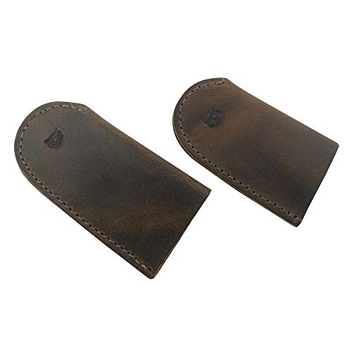 Hide & Drink, Set of 3 Pairs (6 Pieces) of Thimbles for Thumb & Index Finger, Finger Protector, Sewing Thimble, Hand Applique & EPP, Quilting, Full Grain Leather, Handmade, Bourbon Brown