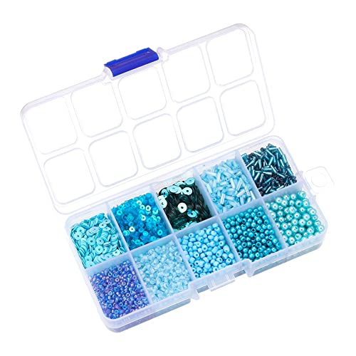 Blue Glass Seed Bugle Tube Beads for Jewelry Making - color: blue