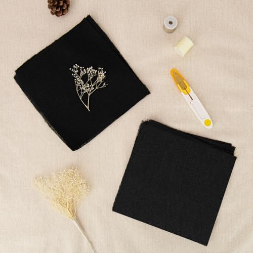 20 PCS Linen Embroidery Fabric, Pre-Cut 9.9 × 9.8 Inch Black Fabric - color: Black, size: 9.8×9.8 Inch