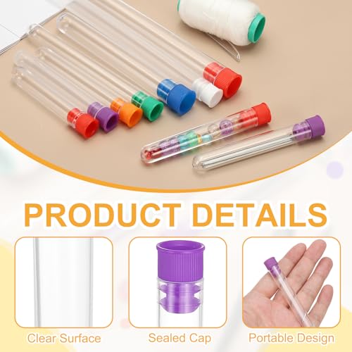 PATIKIL 3.9" Length Plastic Sewing Needle Storage Holder, 16 Pcs Portable Embroidery Needle Clear Pin Toothpick Storage Tubes Case for Craft Knitting, Purple - color: Purple, size: 3.9"