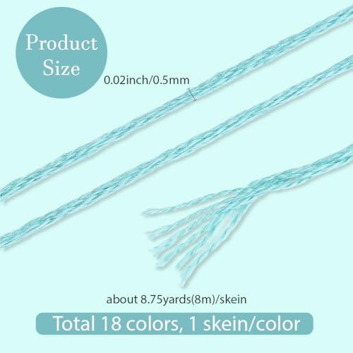 18 Skeins Friendship Bracelet String Embroidery Floss for Sewing - color: Variegated Color