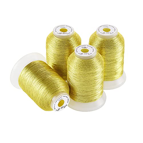 New brothread 4 Gold Metallic Embroidery Machine Thread Kit - color: 4xGold