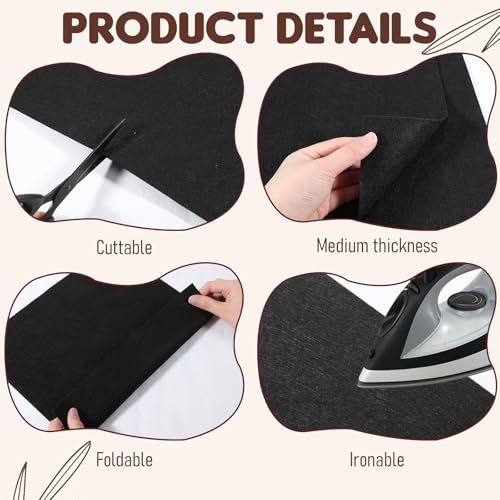 Black Felt Fabric, 2 PCS 12" X 12" Felt Fabric Sheets for Crafts 1mm Thick Squares Craft Felts Fabric-Sheets Non-Woven Felts Paper Pads for Patchwork DIY Sewing Art Crafts,