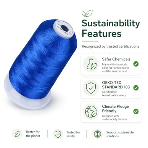 Simthread Embroidery Thread 5500 Yards Electic Blue 420, 40wt 100% Polyester for Brother, Babylock, Janome, Singer, Pfaff, Husqvarna, Bernina Machine - color: ElecticBlue420