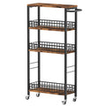 NOVIMANGO Slim Storage Cart Narrow Laundry Cart 4 Tier, Black - color: Brown