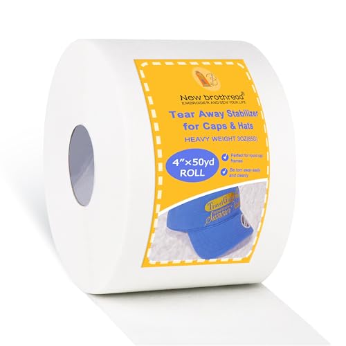 New brothread Caps and Hats Tearaway Embroidery Stabilizer -4" x 50 Yd Roll - size: 4"x50yd roll