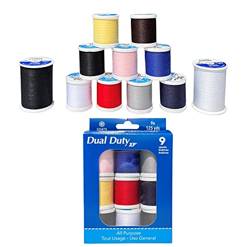 Coats&Clark Threads 9 Bobbins,125 Y Bundle with Black/White Spools 400 Y