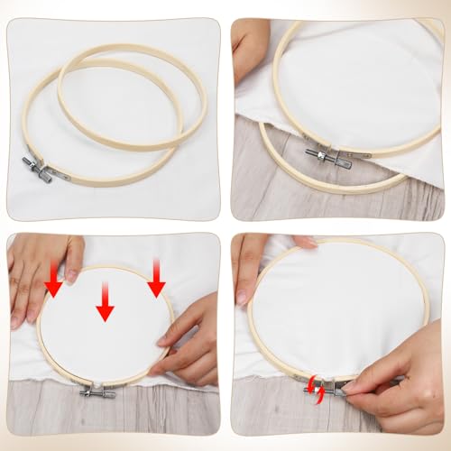 40 Pieces 6 Inch Round Embroidery Hoops Bulk Bamboo Frame Circle Cross Stitch Hoop Ring for Embroidery Art Craft Sewing