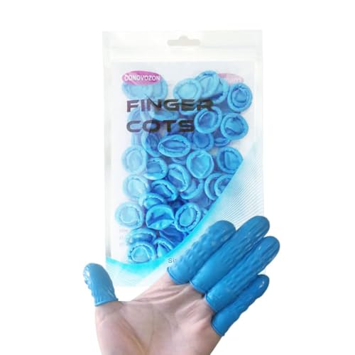 Medium Disposable Nitrile Finger Cots, Anti-Static Non-allergenic Finger Protectors,Suitable for Beauty, Cleaning, Massage,Electronic Repair 100 pcs (Blue) - color: Blue