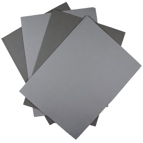 KCS 4 pc of 12" x 18"(30cmx45cm) 14CT Counted Cotton Aida Cloth Cross Stitch Fabric (Light Grey+Medium Grey) - color: Light Grey+medium Grey