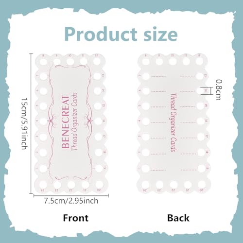 BENECREAT 36Pcs 18-Position Embroidery Thread Organizer Cards, 5.9x3inch Paper Thread Winding Boards, Floss Bobbins for Cross Stitch Embroidery Thread Storage Craft DIY Sewing