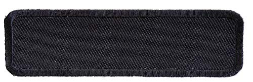 Black Name Tag Blank Patch - By Ivamis Trading - 3.5x1 inch - Twill Fabric - Paper Backing - Embroidered and Laser Cut Borders (P4034) - color: Black, size: Small 3.5x1 inch