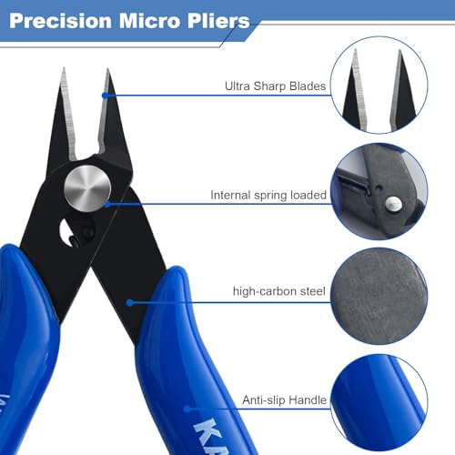 Small Wire Cutters 10 Pack- KAIHAOWIN 170 Wire Flush Cutters Wire Clippers Nippers Clean Cut Pliers Side Cutter Diagonal Cutting Pliers for Electronic Floral Heating Wire Model Sprue Soft Copper, Blue - size: 10 Pack