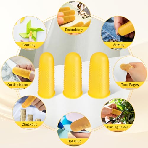 24pcs Silicone Finger Protectors,Rubber Fingers Tips, 3 Sizes