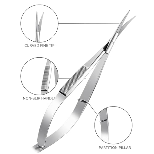 Eyebrow Scissors 4.5" Curved Stainless Steel Precision Grooming Scissors for Eyebrow Trimming and Facial Hair Care - size: Eye Brow Scissors Curved