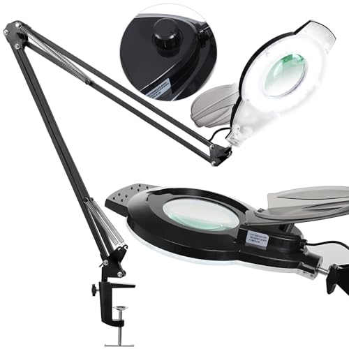 10X & 2200 Lumens Magnifying Glass with Light and Clamp, Black - color: 10x Black