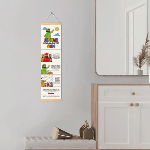 Joshua and the Sun stand still Banner, Church Banner, Christian Rustic Hanging Door Flag, Farmhouse Decorations Outdoor Indoor, Church Activity Decor, Bible Lesson, Scripture and Words Decorations - color: Style 41