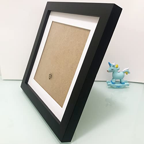 ZXT-parts Black 6x6 Picture Frames with 4x4 Opening Mat. Black 6x6 Square Photo Frame. Solid Wood, Perspex Panel, The Table or The Wall.Protective Film Must be Removed. - color: Black