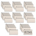 40pcs Blank canvas Zipper Pouch Makeup Bags Bulk, Smooth Zipper Pencil Case - color: Beige, size: 8.3x4.7