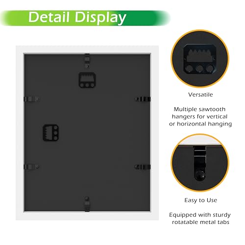 FrameWorks 8” x 10” White Wooden Shadow Box Frame – Display Case with Soft Felt Back, Memory Box with Tempered Glass, Display Box with Elegant White Ball Push Pins, Wooden Flower Box - color: White, size: 8"x10"