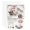 Creztail Sticky Water Soluble Embroidery Stabilizer Paper, 4PCS 8.5"x11" Printable Embroidery Transfer Paper, Stick and Stitch Wash Away Stabilizer, Medium Weight for Hand and Machine Embroidery - size: 4pcs