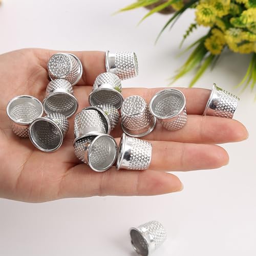 40Pcs Sewing Thimbles, Metal Sewing Quilting Thimbles, Silver Finger Protector for DIY Craft