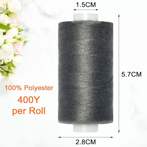 All Purpose Sewing Thread-2 Spools of Hand Polyester Sewing Thread for Sewing Machine for Hand and Machine Sewing(Dark Pewter Grey, 2 spools) - color: Dark Pewter Grey