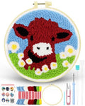 FIVEIZERO Yarn Punch Needle Craft Kit for Beginner,Highland Cattle Pattern2 - color: Caw