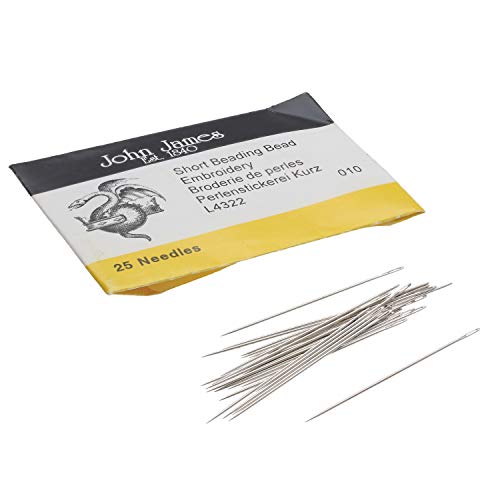 John James Short Beading Needles, Size 10, Pack of 25 - size: #10 Short - 25 Needles