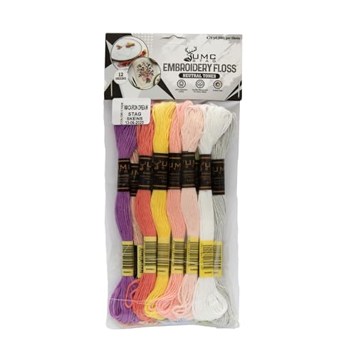 Pack of 12 Popular Colours Premium Embroidery Thread | 100% Egyptian Cotton Premium Skeins | Cross Stitch Embroidery Floss | Oeko TEX Certified| (12, Macaron Dream) - color: Macaron Dream