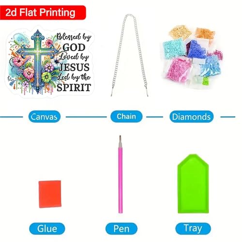 ZeeLionArt Hanging Diamonds Art kit for Adult,Flower Cross Pendant Diamonds Painting Art Kit,7.8x6.3inch Acrylic Diamonds Painting Board Kit Ornament, Special Crystal Diamond Hanging Ornament - color: DP02461