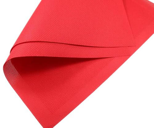 KCS 2 pc of 15" x 18"(38cmx45cm) 11 Count Cross Stitch Cotton Aida Cloth Needlework Fabric Box (Red, 11CT) - color: Red, size: 11CT