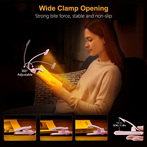 Gritin 19 LED Rechargeable Book Light for Reading in Bed - color: Pink