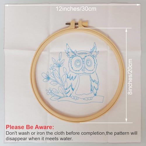 Embroidery Kit for Adults Beginners Starter Stitch Kit with Brown Owl Pattern Handmade Needlepoint Kits