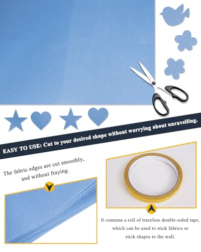 Baby Blue Felt Fabric 72" x 18", Large Stiff Craft Felt Sheet by The Yard - color: Baby Blue, size: 72" X 18" (0.5 Yard)