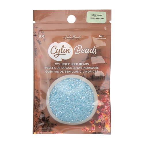 John Bead 25g Cylin Beads Sky Glow in Dark AB 11/0 Glass Cylindrical Seed Beads for Jewelry Bracelets Necklaces Earrings Making Embroidery - color: Sky Glow in Dark AB