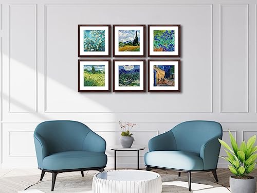 11x11 Picture Frame Set of 6 with Real Glass for Pictures 8x8 with Mat or 11x11 Without Mat, Wall Gallery or Tabletop display Photo Frames in Walnut - color: Walnut, size: 11x11(set of 6)