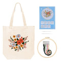 Huacan Embroidery Canvas Bag Kits for Adults Beginner Stamped Flowers Pattern DIY Cross Stitch Printed Flower Stitching Sewing Kit - color: Flower 1