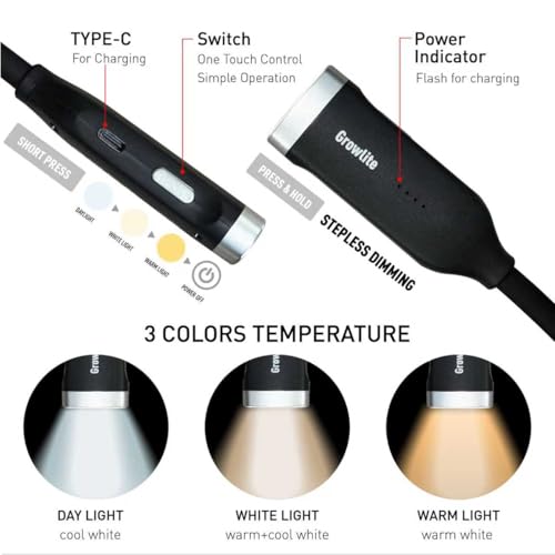 Neck Reading Light, 3 Color & Brightness Adjustable Book Light for Reading in Bed, Hands-Free, Lightweight, USB C Rechargeable, Eye-Caring, Perfect for Crafts, Camping, Kids & Adults (black) - color: Black