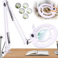 2200 Lumens Magnifying Lamp with Light, 10X Real Glass Lens - color: White