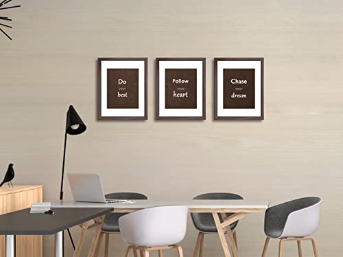 11x14 Picture Frame Set of 3 with Real Glass for Pictures 8x10 with Mat or 11x14 Without Mat, Wall Gallery or Tabletop display Photo Frames in Walnut - color: Walnut, size: 11x14(set of 3)