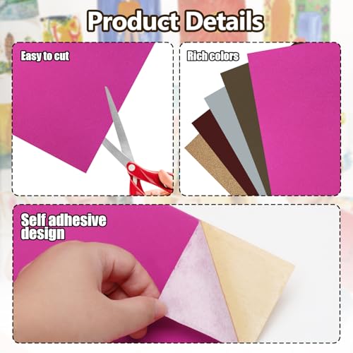 Biaungdo 6 Pcs Self Adhesive Felt Sheets, Hot Pink, 8 x 12 Inch