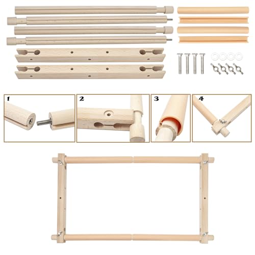 Lampstop Needlepoint Embroidery Tapestry Scroll Frame, Beech Wood Frames for Cross Stitch Quilting Hoop Stand Stitching Frame for Sewing (21"x12") - style: 21"x12"