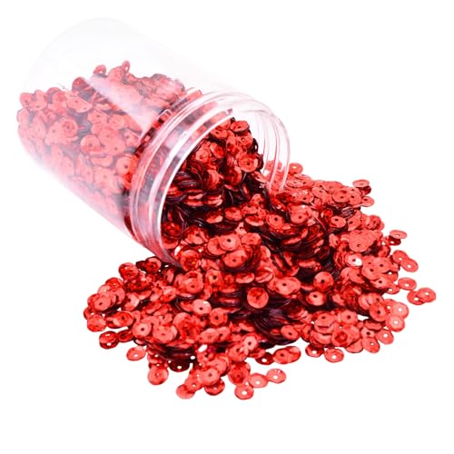Mandala Crafts 6mm Cup Round Holographic Red Sequins for Sewing Embroidery - color: Holographic Red, size: 6mm Cup Sequins
