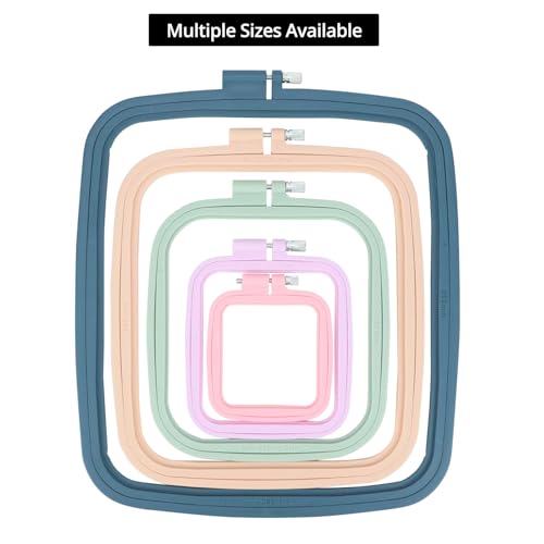 QWORK Square Embroidery Hoops - 5 Sizes, ABS Plastic, Adjustable Screw, 5 Pieces for DIY Embroidery Craft